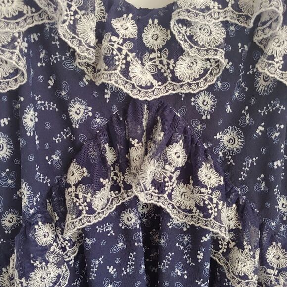 Max Studio London Women's Boho Dress Blue and White Floral Size XS - Picture 6 of 11